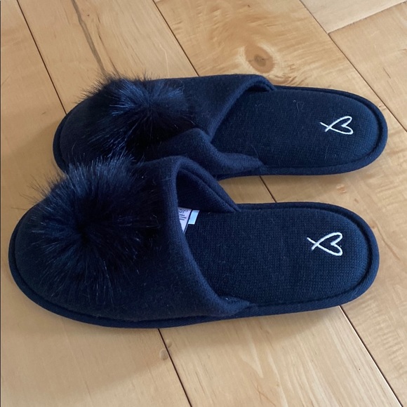 Victoria’s Secret black Pom Pom slippers - Picture 2 of 3
